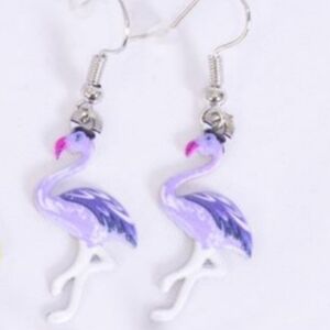 Flamingo Bird Earrings Enamel  colorful purple stainless steel earwires NEW